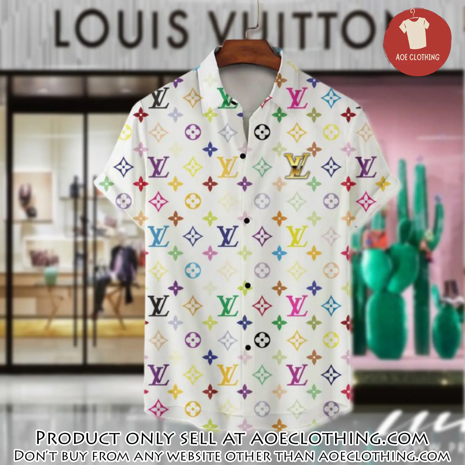 Lv louis vuitton luxury hawaiian shirt & short set lhs1202 aoe1113402